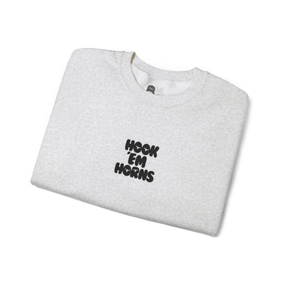Hook 'Em Horns Embroidered Unisex Heavy Blend Crewneck
