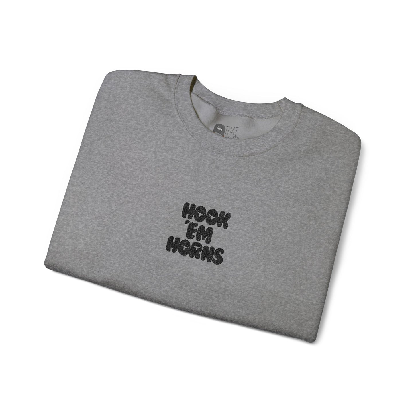 Hook 'Em Horns Embroidered Unisex Heavy Blend Crewneck