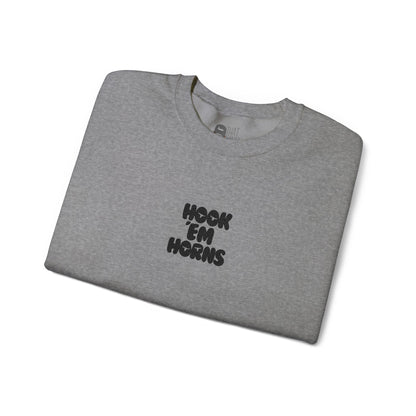 Hook 'Em Horns Embroidered Unisex Heavy Blend Crewneck