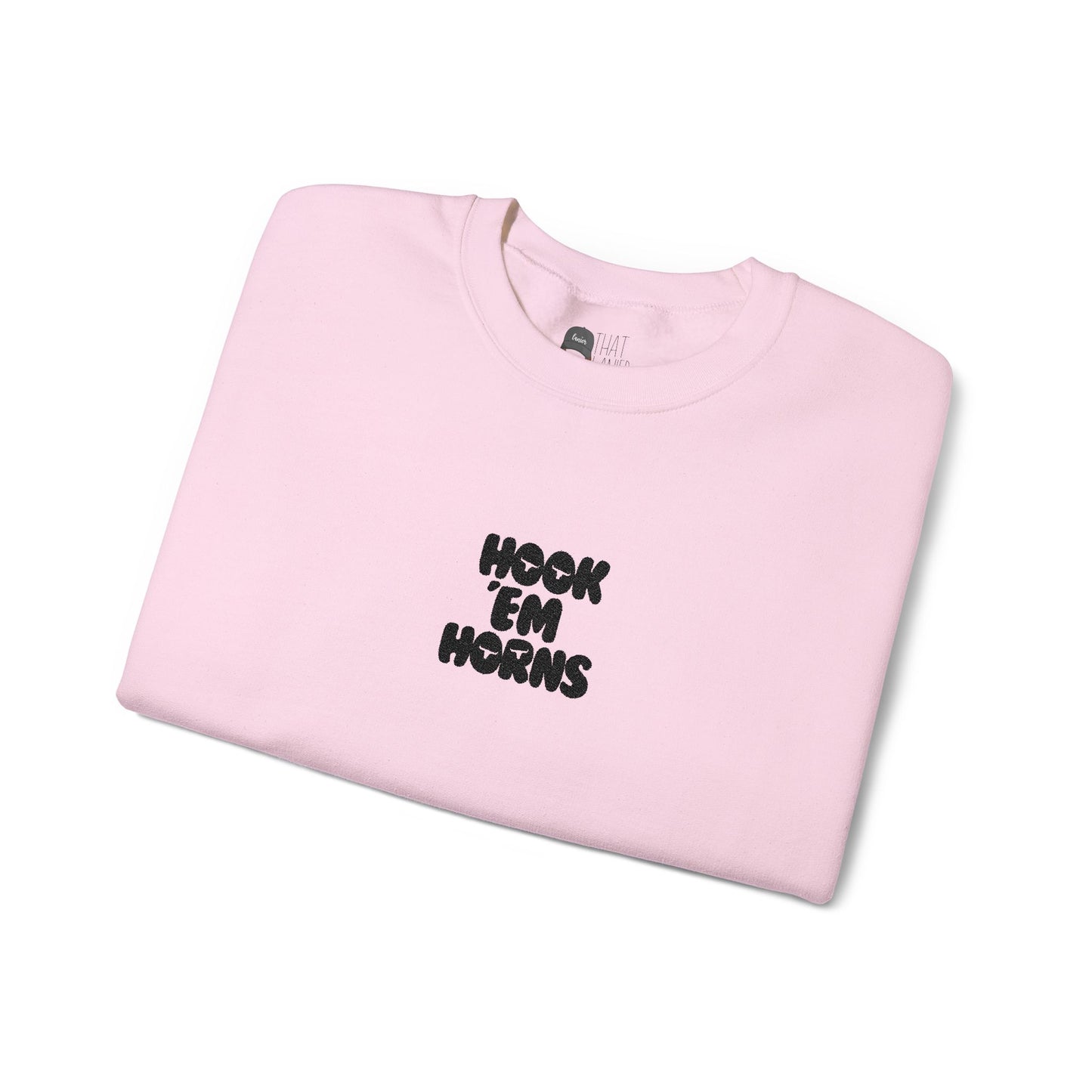 Hook 'Em Horns Embroidered Unisex Heavy Blend Crewneck
