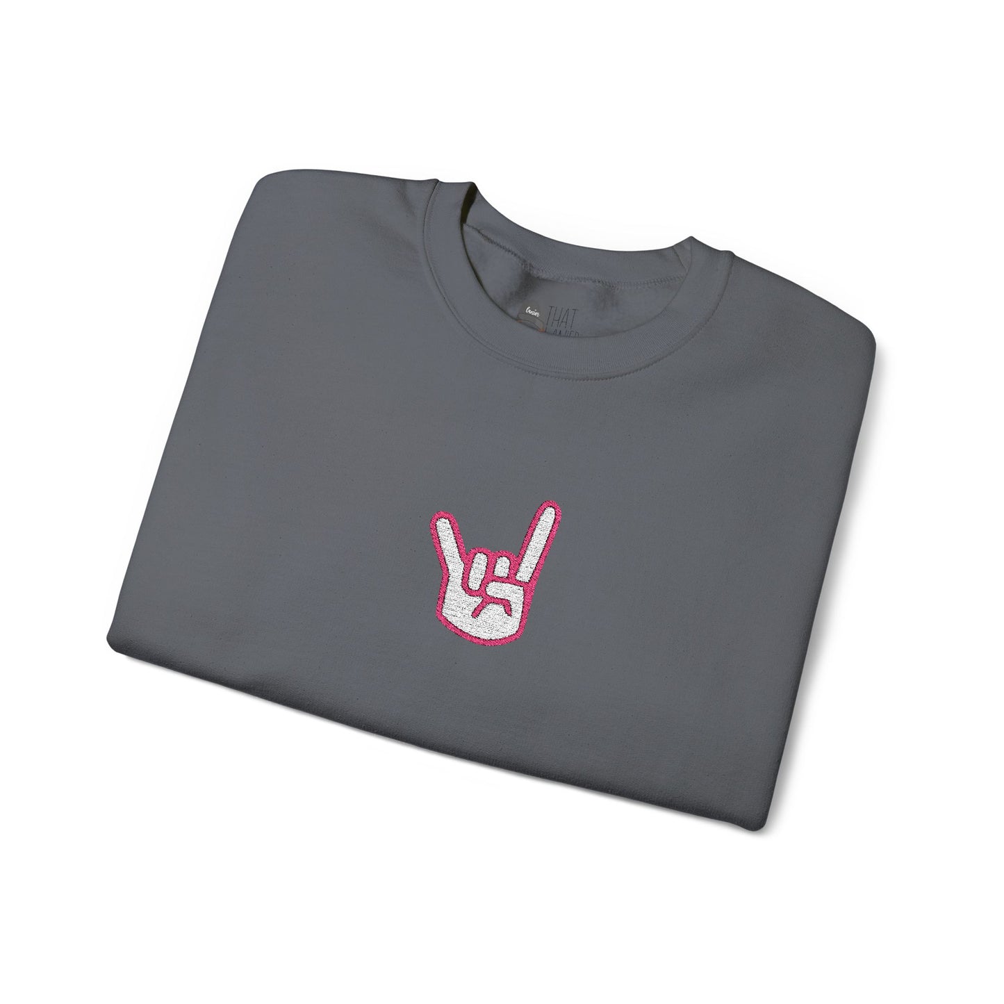 Hook 'Em Hand Embroidered Unisex Heavy Blend Crewneck