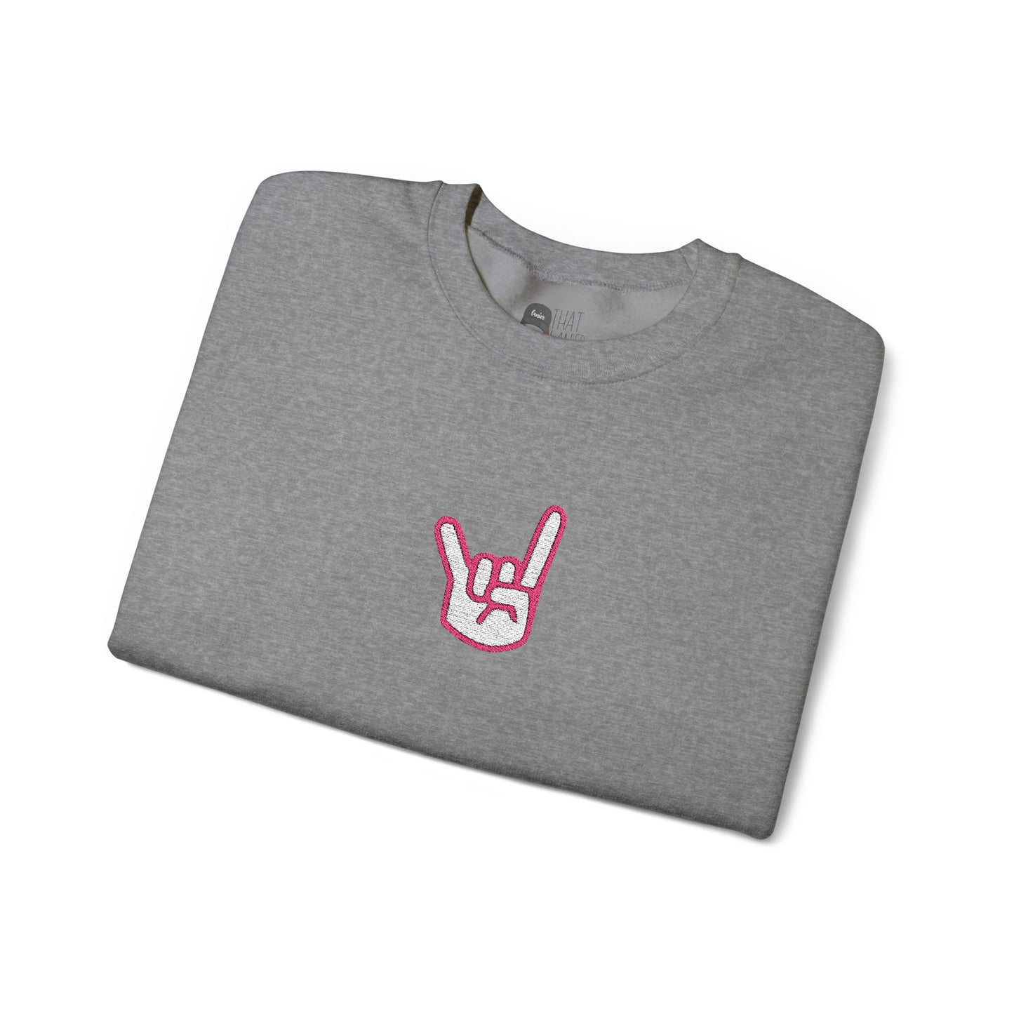Hook 'Em Hand Embroidered Unisex Heavy Blend Crewneck
