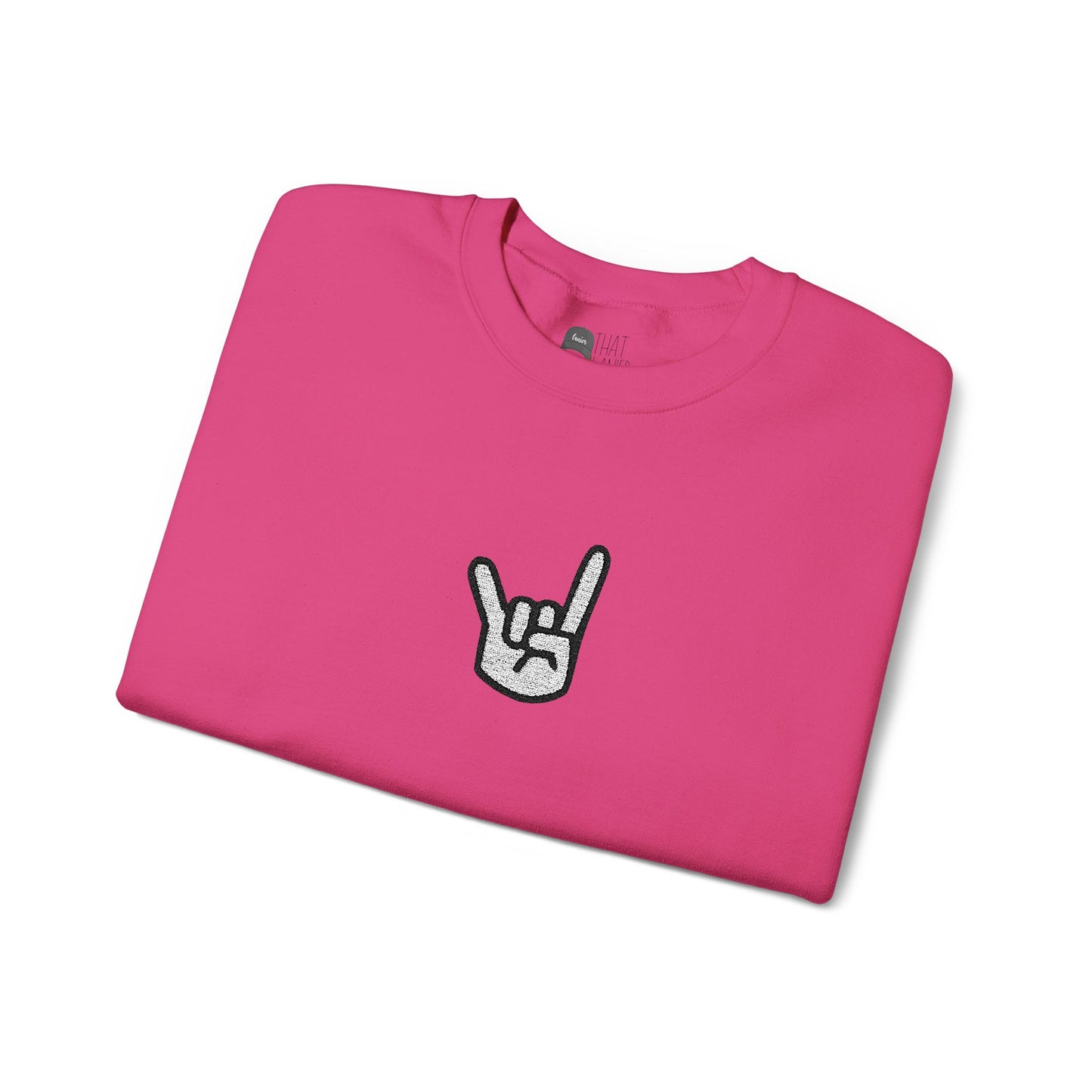 Hook 'Em Hand Embroidered Unisex Heavy Blend Crewneck