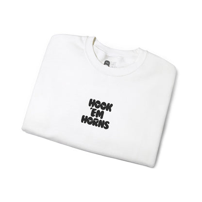 Hook 'Em Horns Embroidered Unisex Heavy Blend Crewneck