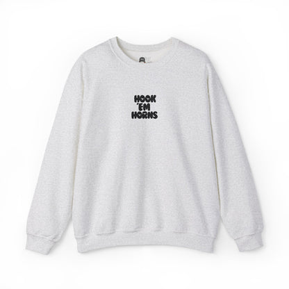Hook 'Em Horns Embroidered Unisex Heavy Blend Crewneck