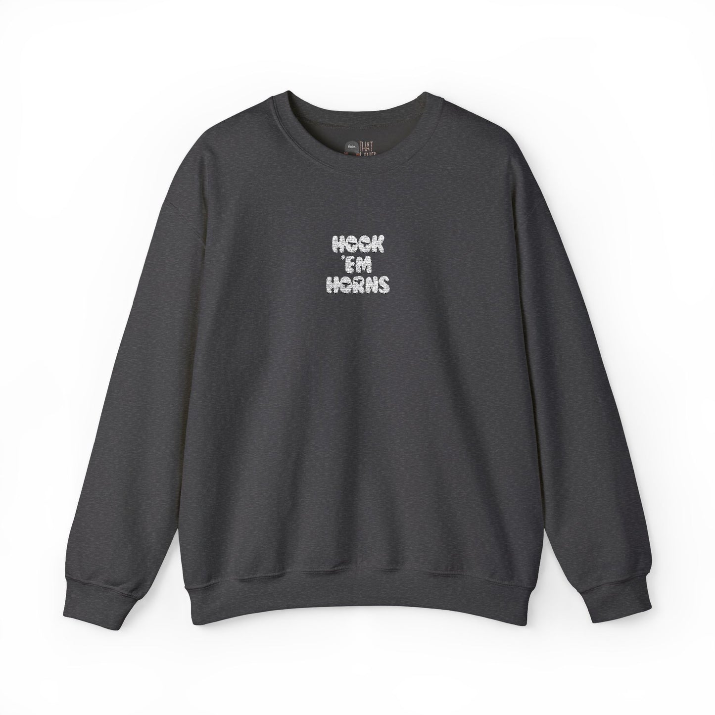 Hook 'Em Horns Embroidered Unisex Heavy Blend Crewneck