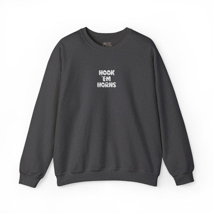Hook 'Em Horns Embroidered Unisex Heavy Blend Crewneck