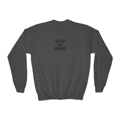 Hook 'Em Horns Youth Embroidered Crewneck