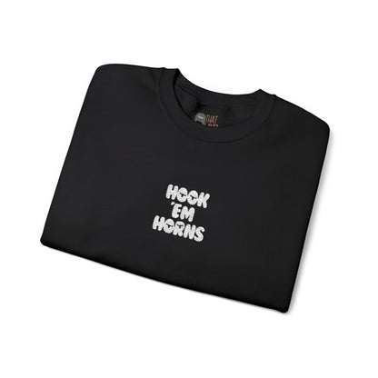 Hook 'Em Horns Embroidered Unisex Heavy Blend Crewneck