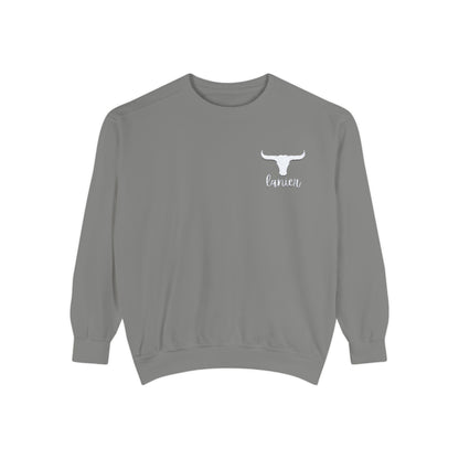 Embroidered Lanier Longhorn Sweatshirt - White Fancy