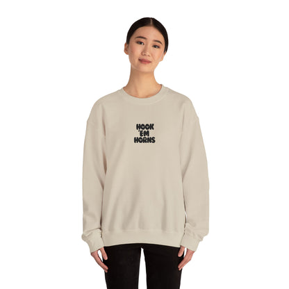 Hook 'Em Horns Embroidered Unisex Heavy Blend Crewneck