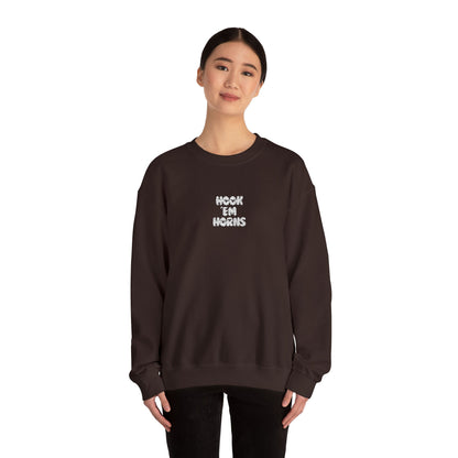 Hook 'Em Horns Embroidered Unisex Heavy Blend Crewneck