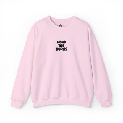 Hook 'Em Horns Embroidered Unisex Heavy Blend Crewneck