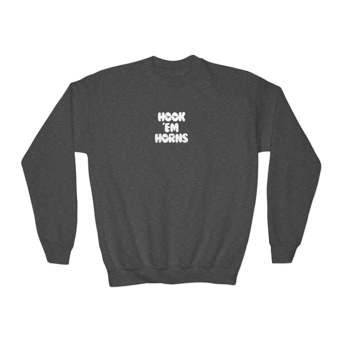 Hook 'Em Horns Embroidered Youth Crewneck