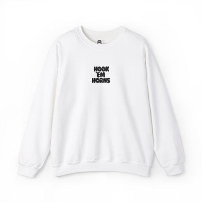 Hook 'Em Horns Embroidered Unisex Heavy Blend Crewneck