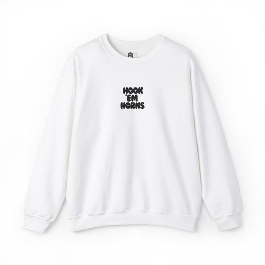 Hook 'Em Horns Embroidered Unisex Heavy Blend Crewneck