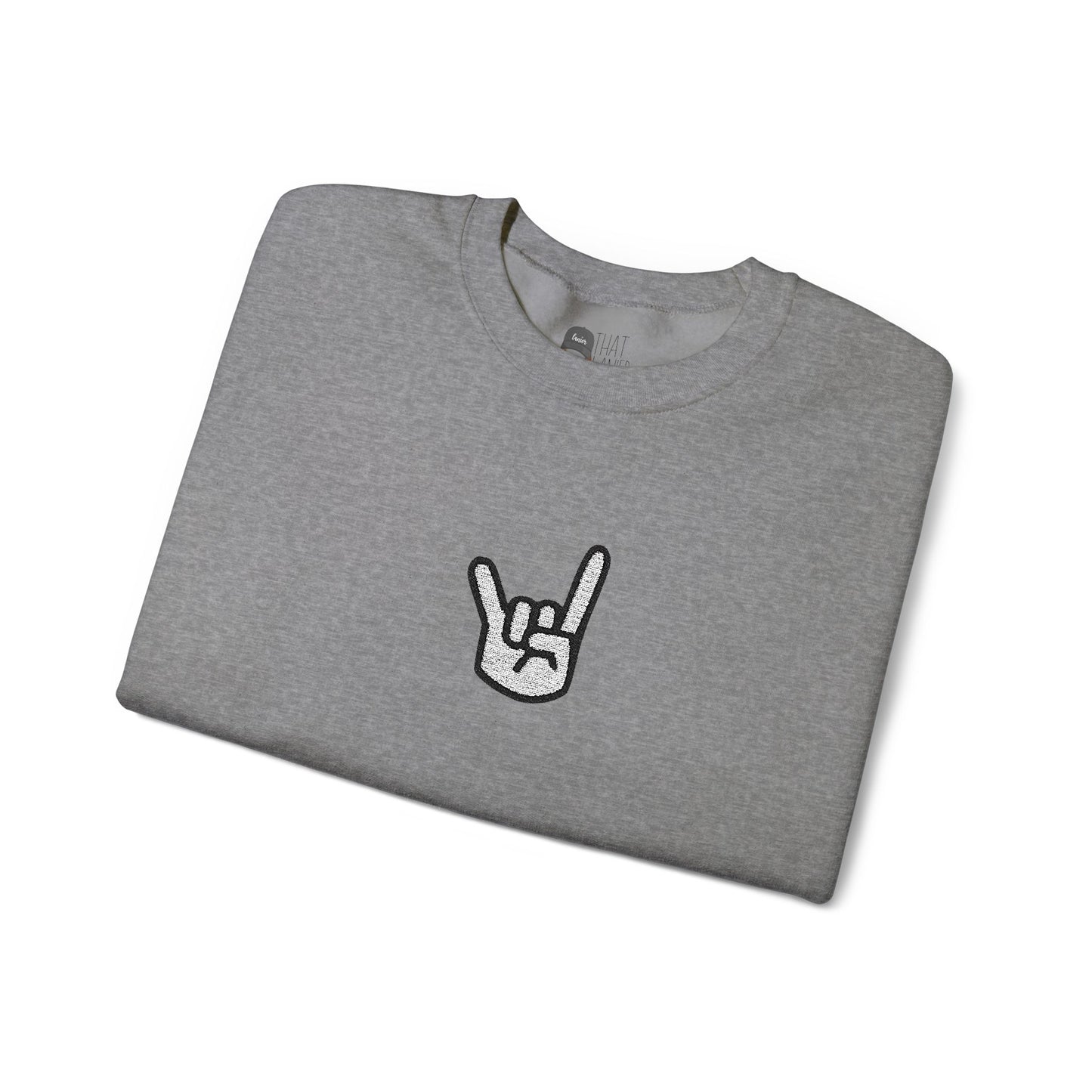 Hook 'Em Hand Embroidered Unisex Heavy Blend Crewneck