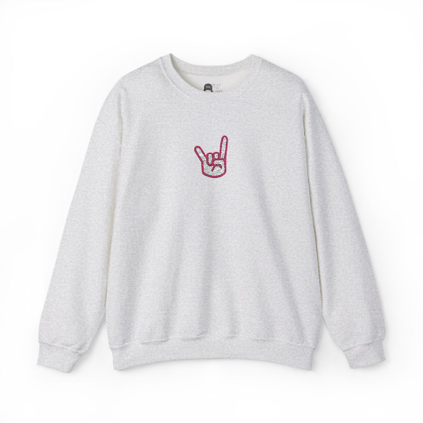 Hook 'Em Hand Embroidered Unisex Heavy Blend Crewneck