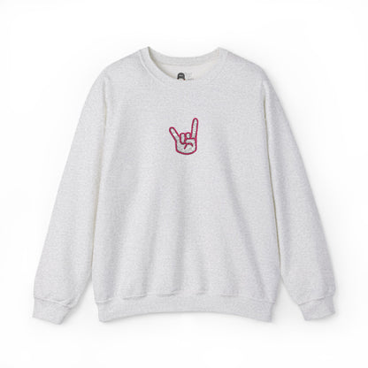 Hook 'Em Hand Embroidered Unisex Heavy Blend Crewneck