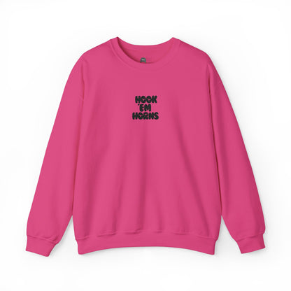 Hook 'Em Horns Embroidered Unisex Heavy Blend Crewneck