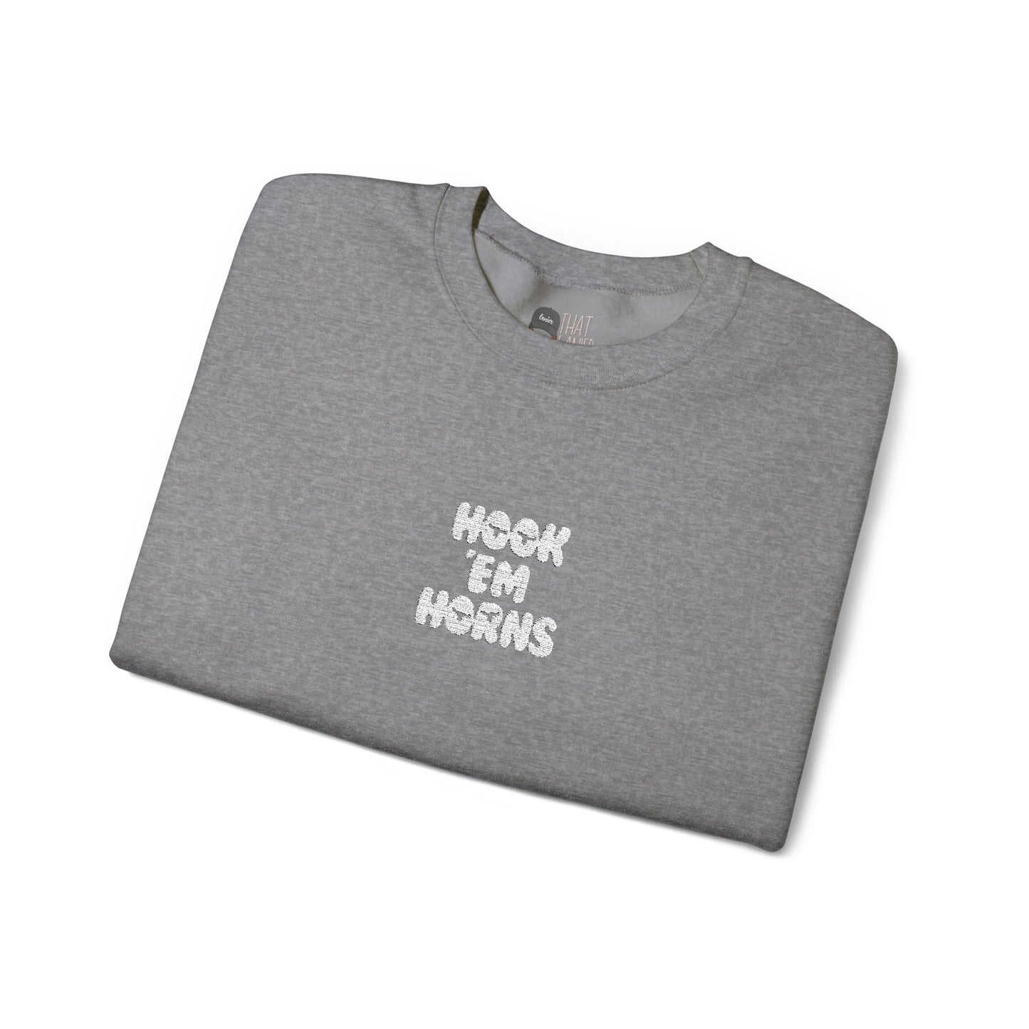 Hook 'Em Horns Embroidered Unisex Heavy Blend Crewneck