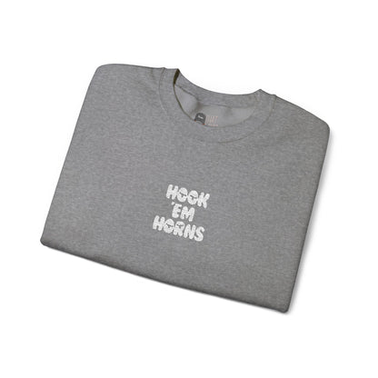 Hook 'Em Horns Embroidered Unisex Heavy Blend Crewneck