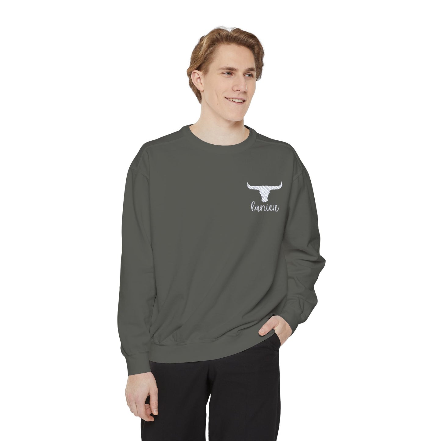 Embroidered Lanier Longhorn Sweatshirt - White Fancy