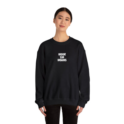 Hook 'Em Horns Embroidered Unisex Heavy Blend Crewneck
