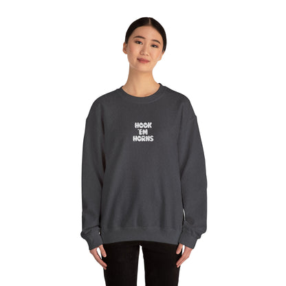 Hook 'Em Horns Embroidered Unisex Heavy Blend Crewneck