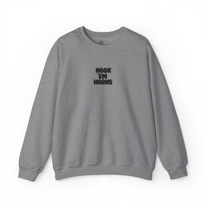 Hook 'Em Horns Embroidered Unisex Heavy Blend Crewneck