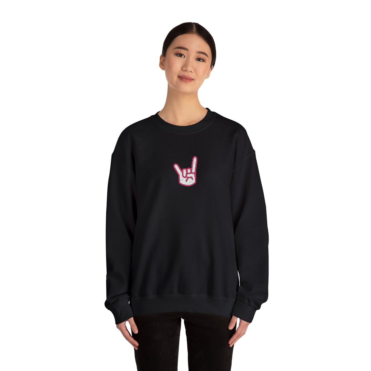 Hook 'Em Hand Embroidered Unisex Heavy Blend Crewneck