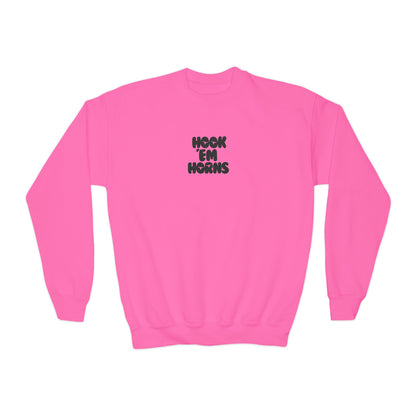Hook 'Em Horns Youth Embroidered Crewneck