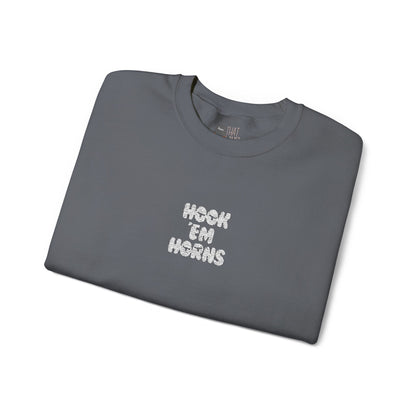 Hook 'Em Horns Embroidered Unisex Heavy Blend Crewneck