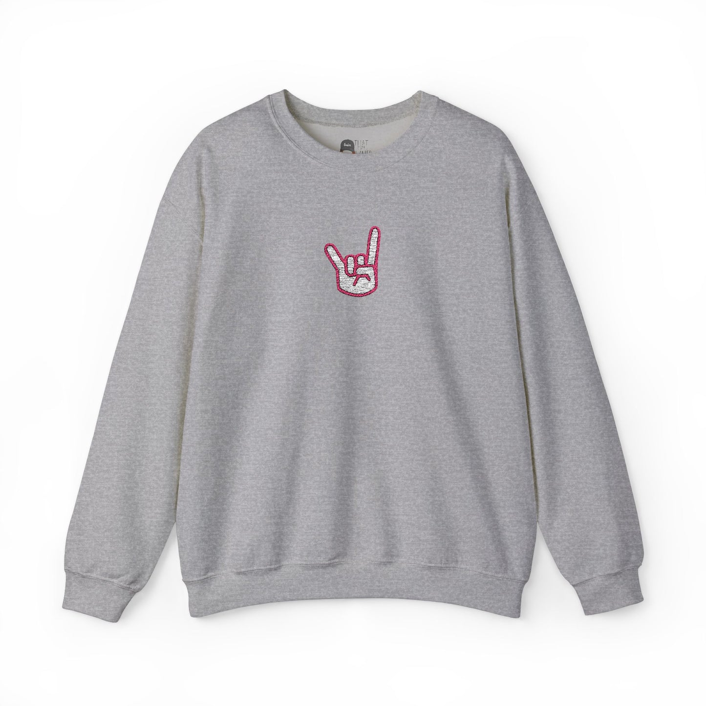 Hook 'Em Hand Embroidered Unisex Heavy Blend Crewneck