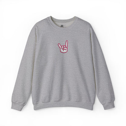 Hook 'Em Hand Embroidered Unisex Heavy Blend Crewneck