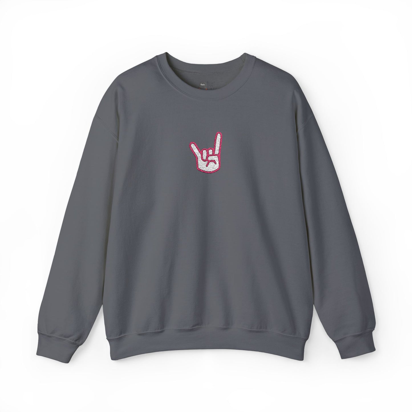 Hook 'Em Hand Embroidered Unisex Heavy Blend Crewneck