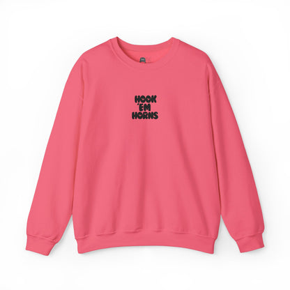 Hook 'Em Horns Embroidered Unisex Heavy Blend Crewneck