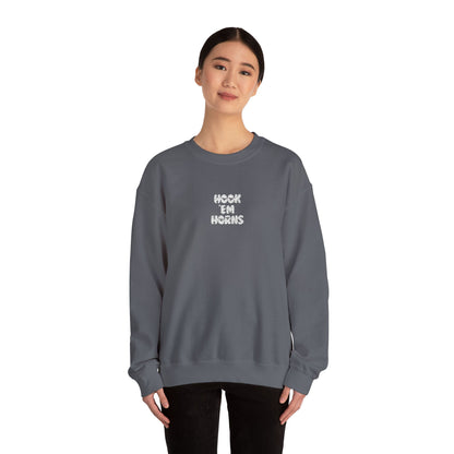 Hook 'Em Horns Embroidered Unisex Heavy Blend Crewneck