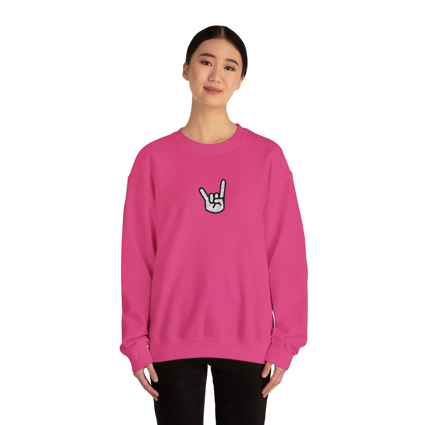 Hook 'Em Hand Embroidered Unisex Heavy Blend Crewneck