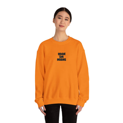 Hook 'Em Horns Embroidered Unisex Heavy Blend Crewneck