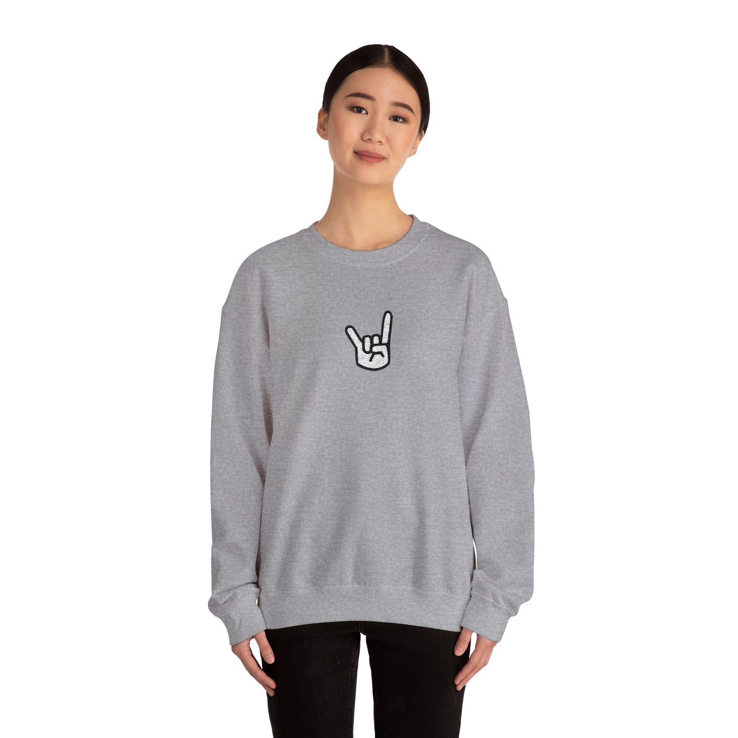 Hook 'Em Hand Embroidered Unisex Heavy Blend Crewneck