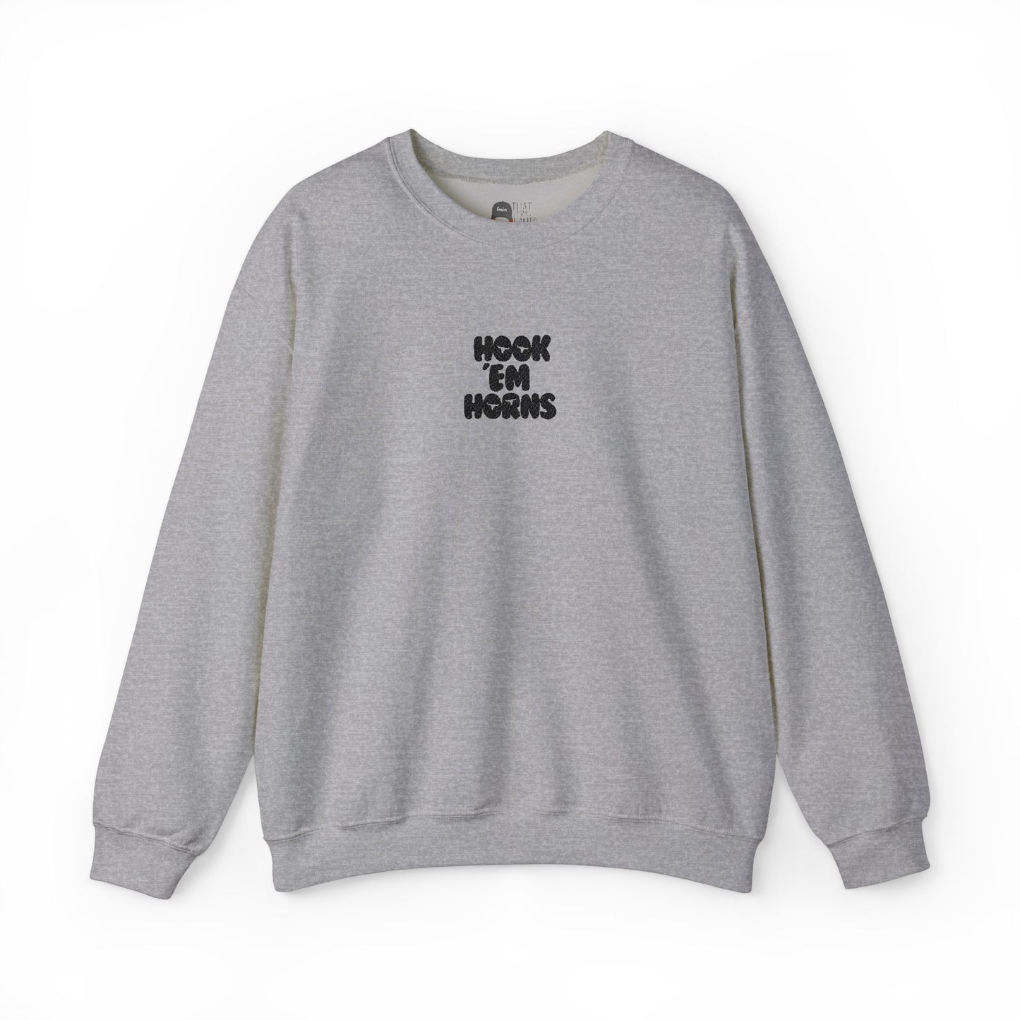 Hook 'Em Horns Embroidered Unisex Heavy Blend Crewneck