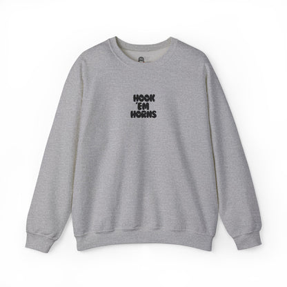 Hook 'Em Horns Embroidered Unisex Heavy Blend Crewneck