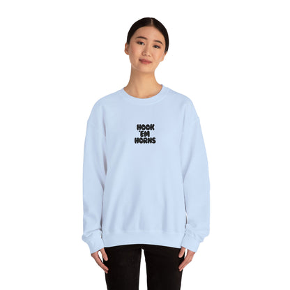 Hook 'Em Horns Embroidered Unisex Heavy Blend Crewneck
