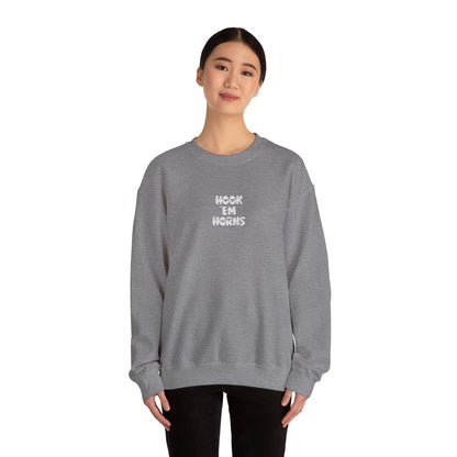Hook 'Em Horns Embroidered Unisex Heavy Blend Crewneck