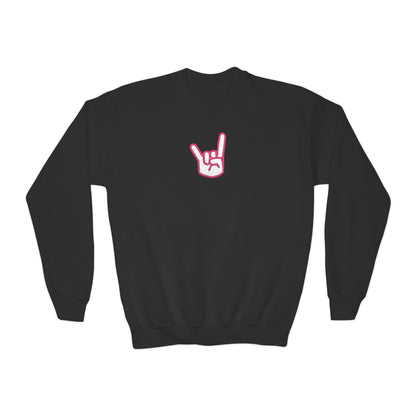 Hook 'Em Hand Embroidered Youth Crewneck Sweatshirt