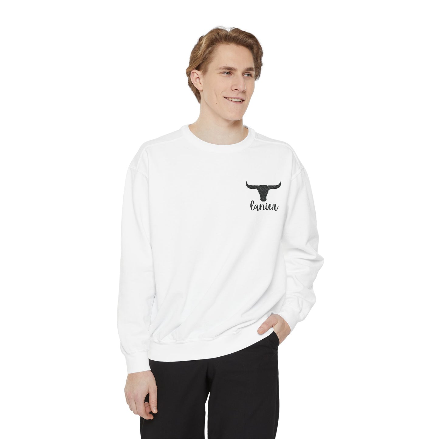 Embroidered Lanier Longhorn Sweatshirt - Black Fancy