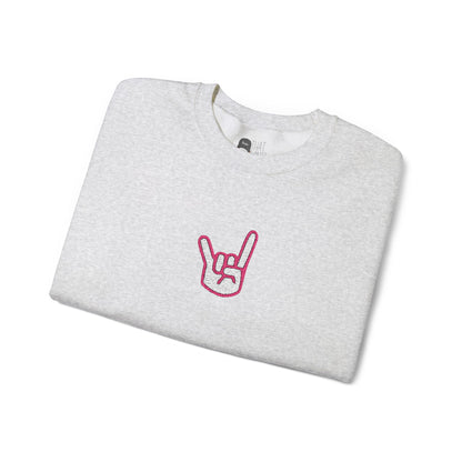 Hook 'Em Hand Embroidered Unisex Heavy Blend Crewneck