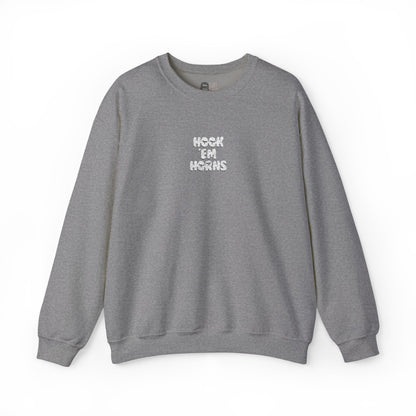 Hook 'Em Horns Embroidered Unisex Heavy Blend Crewneck