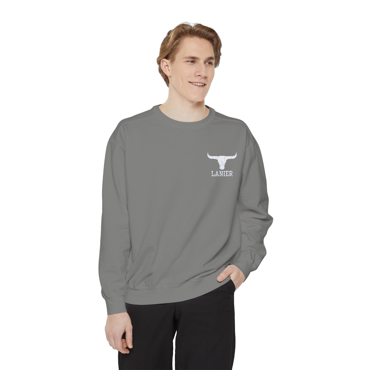 Embroidered Lanier Longhorn Sweatshirt - White